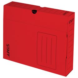Archival box with flap A4 (260х325 mm), 75 mm, up to 700 sheets, - corrugated cardboard, RED, ROSE