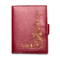 Торжокские золотошвеи / Capa para documentos no carro em couro vermelho "Charm"
