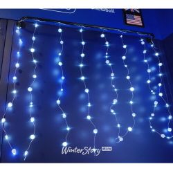 Kaemingk / Cortina LED Snowfall 1.2 * 1 m, 80 lámparas micro LED blancas frías, hilo plateado, IP20