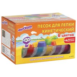 Sand for modeling kinetic INLANDIA, 6 colors, 720 g, cans, 4 molds