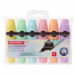 BRAUBERG / Set of highlighter markers "Delta pastel" 6 colors, 1-5 mm