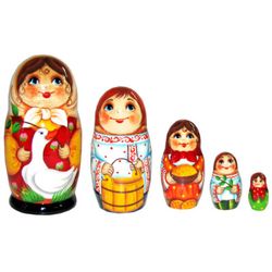 La matrioshka "la Niña de la oca" 5 muñecas