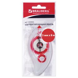 Correction tape BRAUBERG "Red Power", 5 mm x 8 m, packaged with Euro slot