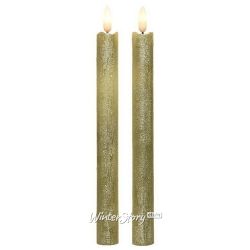 Kaemingk / LED dining candle with imitation flame Stella 24 cm 2 pcs gold, battery operated, timer