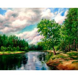 Опт-картина / Pintura por números 40x50 Rio silencioso