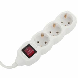 SONNEN / Power extension cord U-133GS, 3 sockets, with grounding, switch, 10 A, 3 m