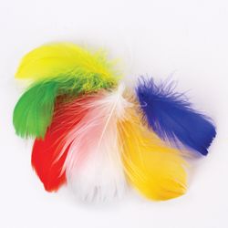 Decorative ostrich feathers, 10-12 cm, 24 pieces, 6 colors, bright, assorted, TREASURE ISLAND