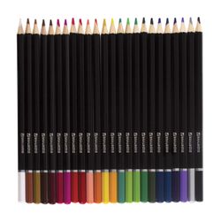 Crayons de couleur BRAUBERG "Artist line", 24 couleurs, corps noir, taillés, qualité supérieure