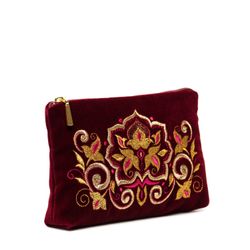 Торжокские золотошвеи / Handmade velvet cosmetic bag with a zipper "Stone Flower"
