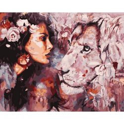 Опт-картина / 数字绘画 40x50 女孩和狮子
