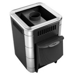 Stove bath heater "Оса Inox" with a door anthracite with stainless steel inserts