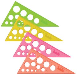 Plastic triangle, angle 30, 19 cm, BRAUBERG, with circles, transparent, neon, assorted