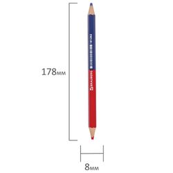 Bút chì hai tông màu xanh đỏ, đậm, BRAUBERG, chuốt, chì 4.0 mm