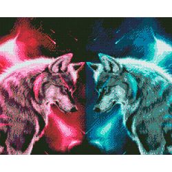 Опт-картина / Khảm kim cương, 40x50, thạch vuông Wolves