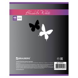 BRAUBERG / Notebook A5, 48 sh., Cage, metallized cardboard, BLACK-WHITE / 10 pcs.