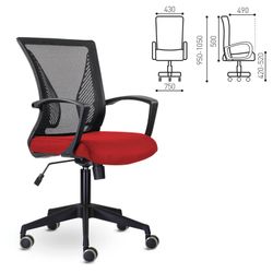 Armchair BRABIX Wings MG-309, plastic black, mesh, black / red