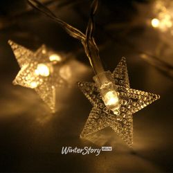 Kaemingk / Battery operated LED string Ice Stars 2.85 m 20 warm white LED lights, transparent PVC, IP20