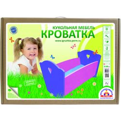 Krasnokamsk toy / Doll furniture "Bed with bed linen"