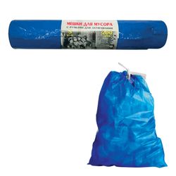 CONCEPT OF LIVING / VITALUX / Garbage bags 200 l, ties, blue, 5 pcs per roll, LDPE, 45 microns, 85х110 cm, durable