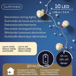 Kaemingk / LED string Magic Beanie 1 m, 10 luzes LED brancas quentes, PVC transparente, IP20