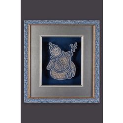 Снежинка / Snowflake / Panel 3D "Snowman with a bird"