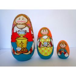 Тверские сувениры / Matryoshka egg "Tea Party" 3 pr.