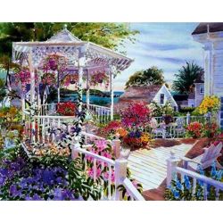 Опт-картина / Painting by numbers 40x50 Gazebo in the garden