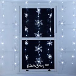 Kaemingk / LED curtain Air Snowflakes 1.2 * 1.35 m, 70 cold white micro LED lamps, silver wire, IP20