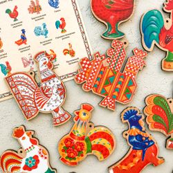 Zartoy / 圣诞树装饰品“Petushki”12 件套