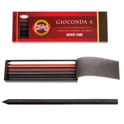 KOH-I-NOOR / Graphite rods "Gioconda", white + shades of brown, cardboard box, set of 6.