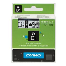 DYMO D1 label printer cartridge, 6 mm х 7 m, plastic tape, black font, transparent background