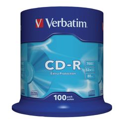 VERBATIM / CD-R discs 700 Mb 52x Cake Box, SET 100 pcs.