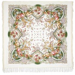 Павловопосадский платок / Shawl "Joy", with woolen fringe