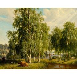 Опт-картина / Peinture par numéros 40x50 Vaches sous le sapin
