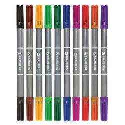 BRAUBERG markers, 10 colors, double-sided, 2 writing node 2 and 5 mm, ventilated cap, carton packaging