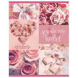 HATBER / Notebook А5, 80 sh., Bracket, cage, cardboard cover, "My heart" / 14 pcs.