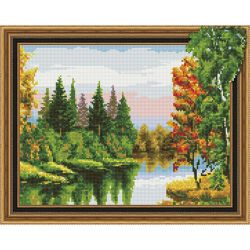 Опт-картина / Mosaïque diamant 3D 40x50, strass ronds nature russe