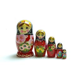 Семеновская роспись / Russian woman - booklet matryoshka, 5 dolls - booklet No. 12