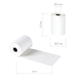 Receipt tape thermal PAPER 57 mm (diameter 37 mm, length 19 m, the sleeve 12 mm), SET of 8 PCs, 44 g/m2 STAFF "Basic"