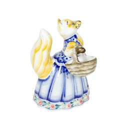 Гжельский Фарфоровый завод / Sculpture Fox with a basket underglaze colored paints, cobalt