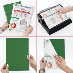 Cardboard covers for binding, A4, SET 100 pcs., Leather stamping, 230 g / m2, green, BRAUBERG