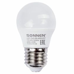 SONNEN / LED lamp 5 (40) W, E27 base, ball, cold white light, LED G45-5W-4000-E27