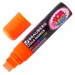 Marker chalk BRAUBERG "POP-ART", dry-erase, for smooth surfaces, 15 mm, ORANGE