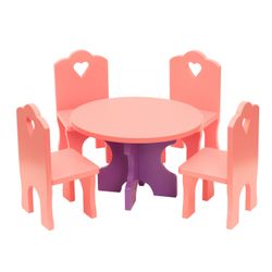 KRASNOKAMSKAYA TOY / Conjunto de moveis de bonecas Mesa com quatro cadeiras