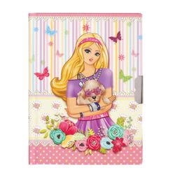BRAUBERG / Notebook "Lady with the dog" SMALL FORMAT 56 sheets A6, 110x150 mm, hardcover, metal lock, gift wrapping, music + mirror, line