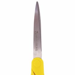 Scissors BRAUBERG "Extra" 155 mm, classic shape, ribbed rubber inserts, orange-yellow