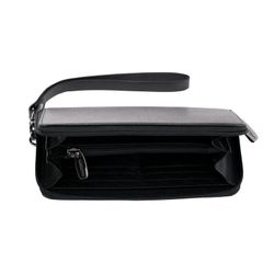 Clutch men's FABULA "Largo", genuine leather, zipper, 210х115х23 mm, black