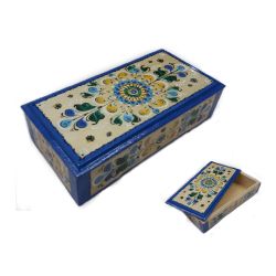 Беломорские узоры / The box is wooden "Shenkurskiy painted blue" height 4.5 cm