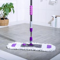 Доляна / Shaft / Mop flat, telescopic steel handle 80-128 cm, microfiber nozzle 55 × 14 cm