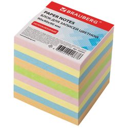 BRAUBERG / Non-glued note block, cube 9x9x9 cm, color